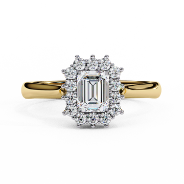 0.35 Ct Emerald Cut Diamond Engagement Ring with Halo Side Stones – IGI Certified