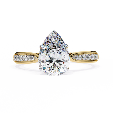 0.90 Ct Pear Cut Diamond Engagement Ring with Side Stones – IGI Certified | Timeless Teardrop Design