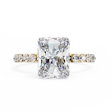2.50 Ct Radiant Cut Diamond Engagement Ring with 1.00 Ct Side Stones – IGI Certified | Luxury Gold & Silver Ring