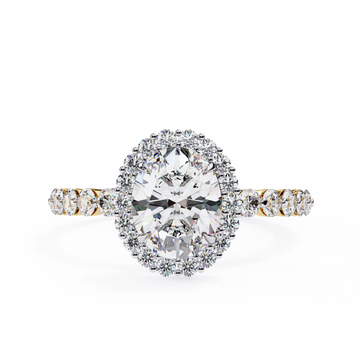 1.00 Ct Oval Diamond Halo Ring with 0.60 Ct Accent Diamonds – IGI Certified | Elegant Gold & Silver Engagement Ring