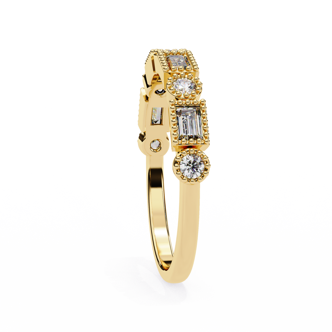 ✨ Geometric Milgrain Diamond Band ✨