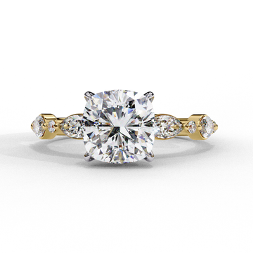 2.50 Ct Cushion Cut Diamond Engagement Ring with 0.90 Ct Side Stones – IGI Certified