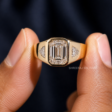 2 Carat Emerald Cut Diamond Men’s Ring, IGI Certified Lab Grown Diamond in Solid Gold