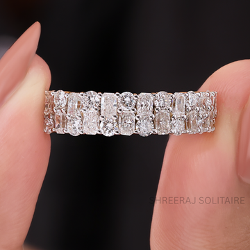 Mixed Cut Lab Grown Diamond Eternity Ring, Radiant & Round Diamond Band