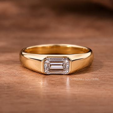 1 Carat Men’s Emerald Cut Diamond Ring – East West Solitaire
