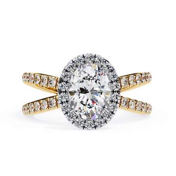 1.00 Ct Oval Halo Diamond Dual Band Engagement Ring – IGI Certified