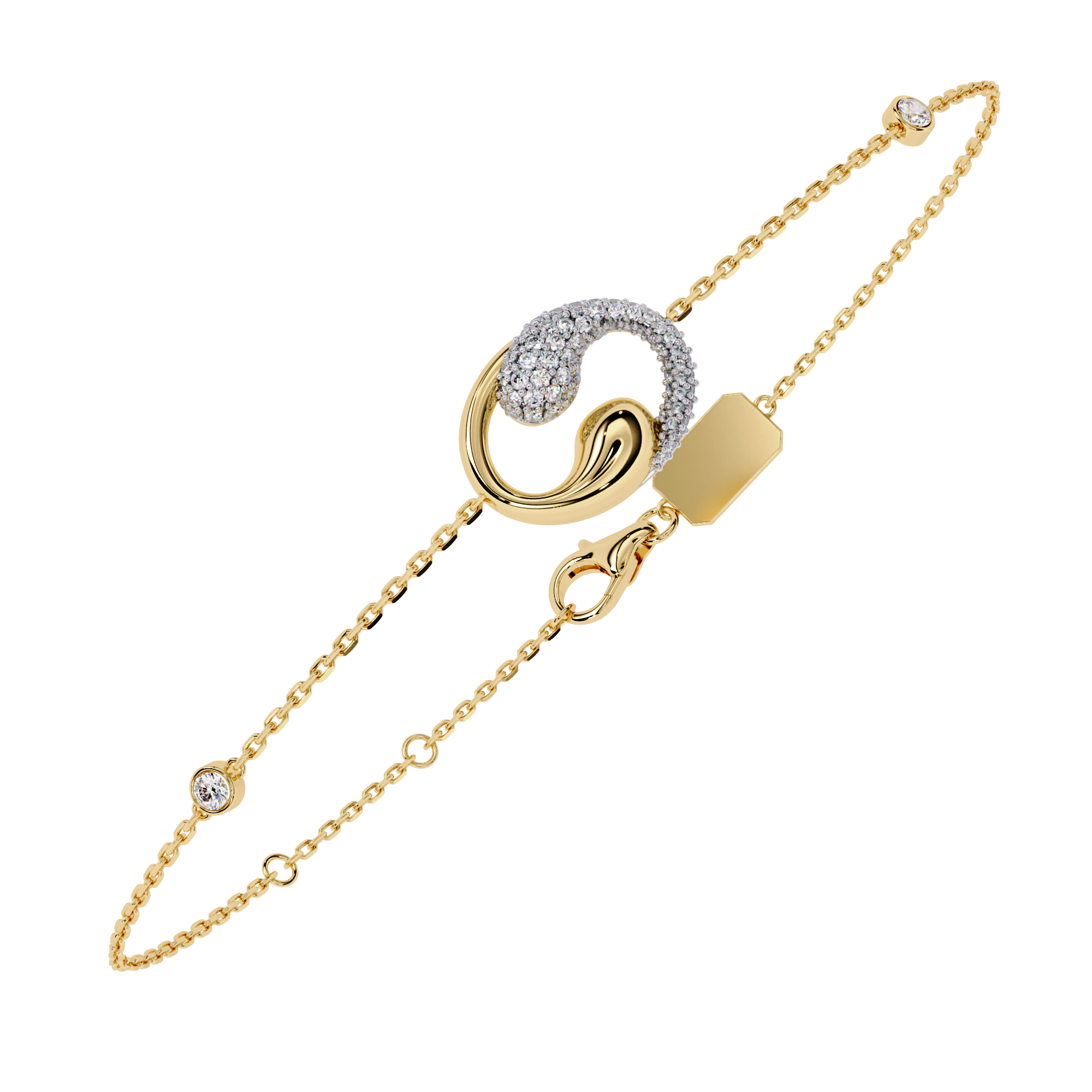 Diamond Chain Bracelet – Elegant Gold Charm Bracelet for Her – Perfect Wedding Gift