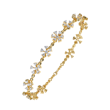 ✨ Diamond Hard Bangle Bracelet – Floral Elegance ✨