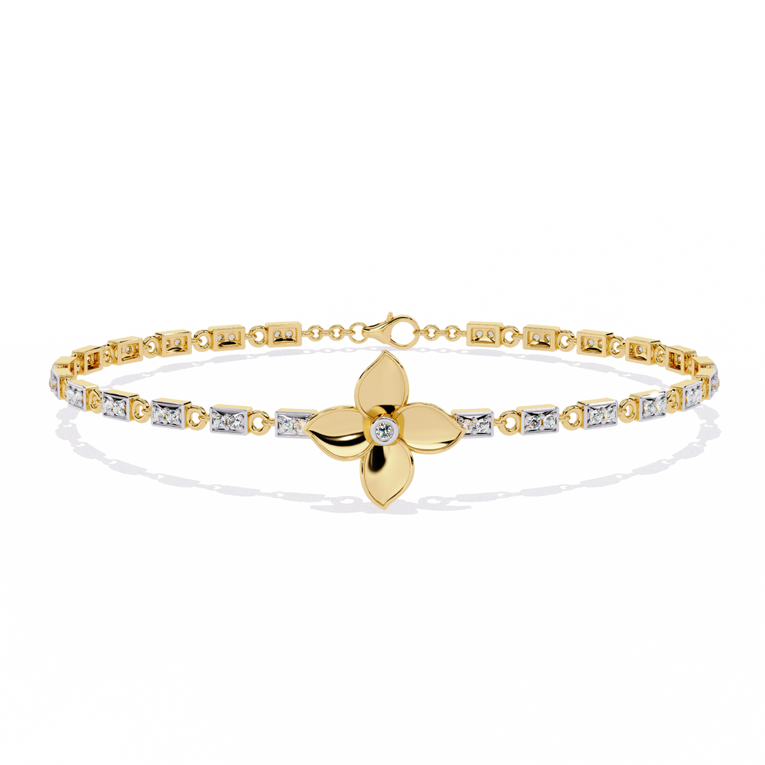 ✨ Round Diamond Floral Bracelet – Timeless Elegance ✨