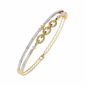 Glamorous Rose Gold Diamond Double Row Link Bracelet