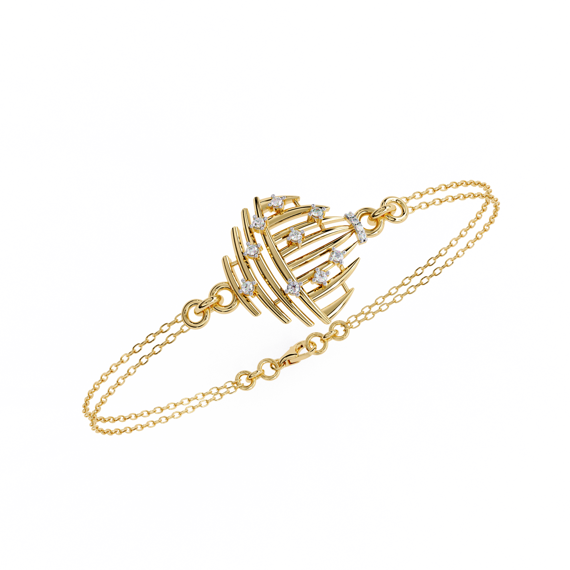 Exquisite rose gold bracelet adorned with a stunning diamond design, perfect for adding elegance to any ensemble.