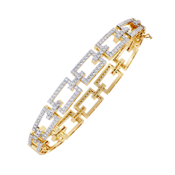 Exquisite yellow gold diamond bracelet adorned with sparkling white diamonds, perfect for elegant occasions.