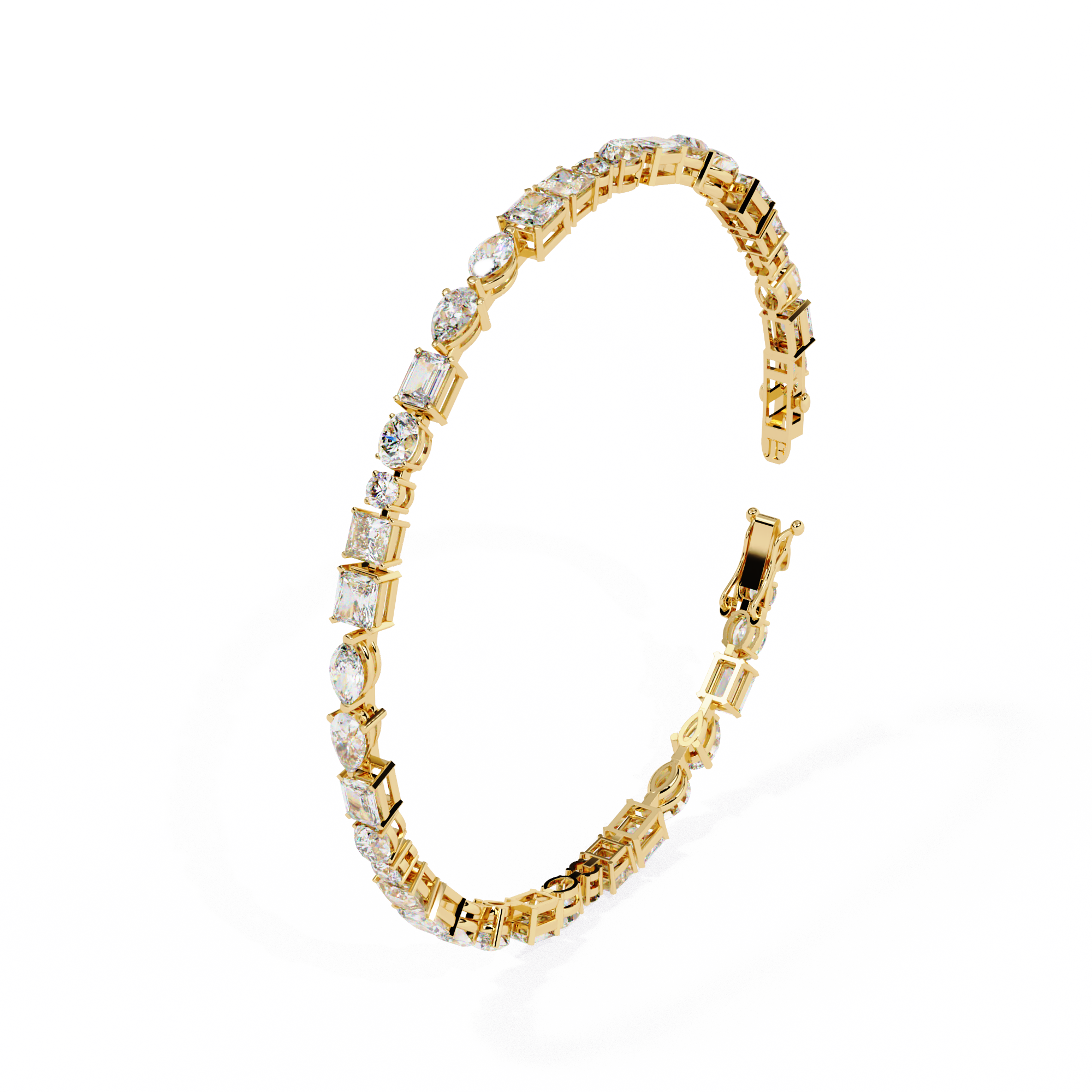 Golden Symphony: Multi-Cut Diamond Tennis Bracelet