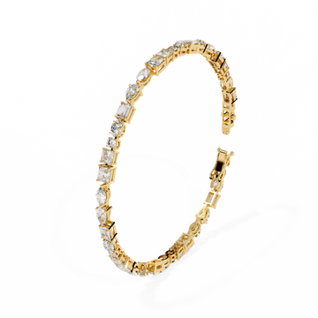 Golden Symphony: Multi-Cut Diamond Tennis Bracelet