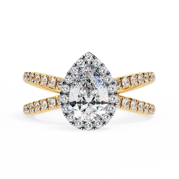1.20 Ct Pear Halo Diamond Dual Band Engagement Ring – IGI Certified