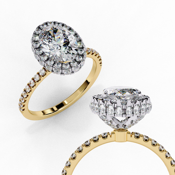Timeless Oval-Cut Double Halo Diamond Ring with Pave Band