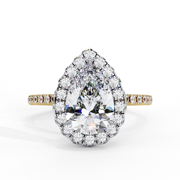 Ethereal Glow: Double Halo Pear Diamond Ring