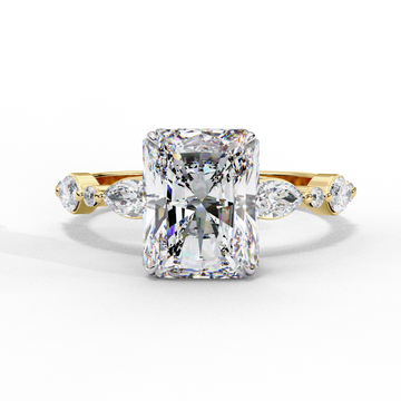 Lustrous Elegance: Radiant-Cut Diamond with Vintage-Inspired Band