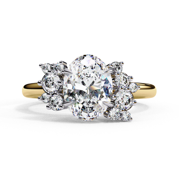 Oval Cut Diamond Cluster Engagement Ring with Round Side Stones – IGI Certified