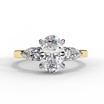 1.00 Ct Oval Cut Diamond Engagement Ring with Pear Side Stones – IGI Certified