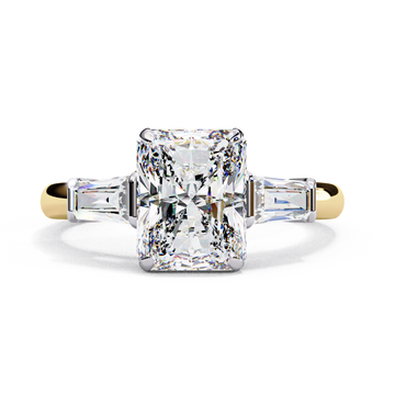 2.50 Ct Radiant Cut Diamond Engagement Ring with Baguette Side Stones – IGI Certified