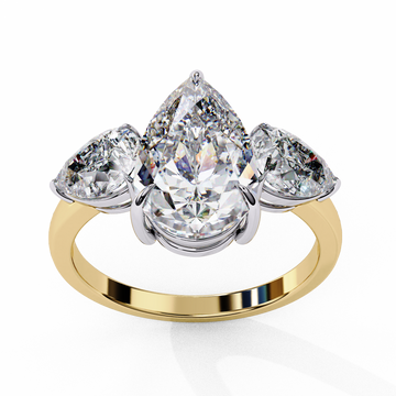2.00 Ct Pear Cut Diamond Engagement Ring with Half-Moon Side Stones – IGI Certified