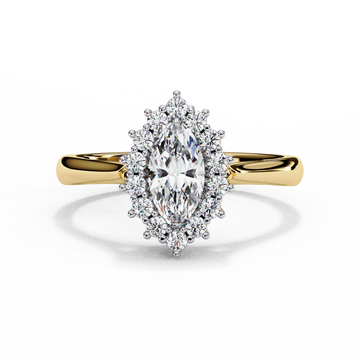 0.45 Ct Marquise Diamond Engagement Ring with Round Halo Side Stones – IGI Certified
