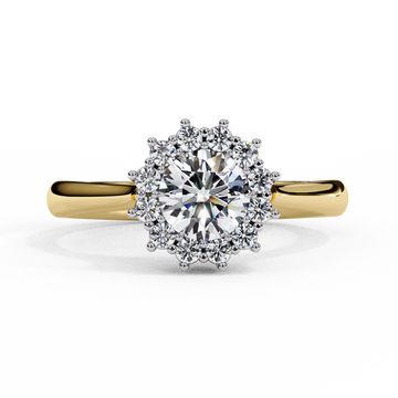 0.50 Ct Round Diamond Engagement Ring with Round Halo Side Stones – IGI Certified