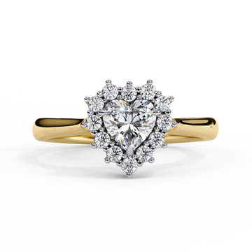 0.60 Ct Heart Cut Diamond Engagement Ring with Halo Side Stones – IGI Certified