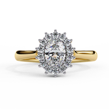 0.45 Ct Oval Cut Diamond Engagement Ring with Round Halo Side Stones – IGI Certified