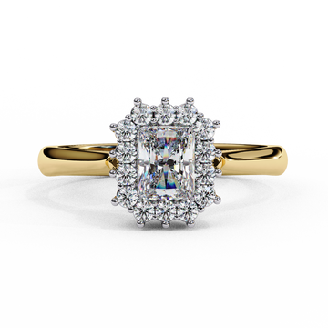 0.35 Ct Radiant Cut Diamond Engagement Ring with Halo Side Stones – IGI Certified