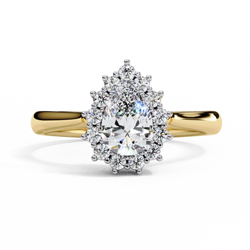 0.35 Ct Pear Cut Diamond Engagement Ring with Round Halo Side Stones – IGI Certified