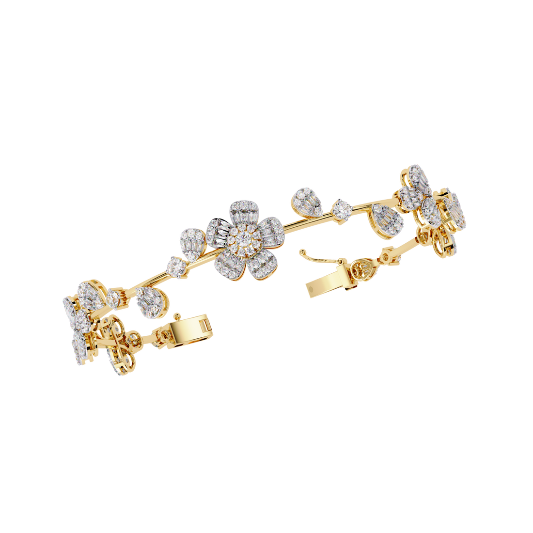 Elegant yellow gold bracelet adorned with sparkling diamonds, perfect for adding a touch of luxury to any outfit