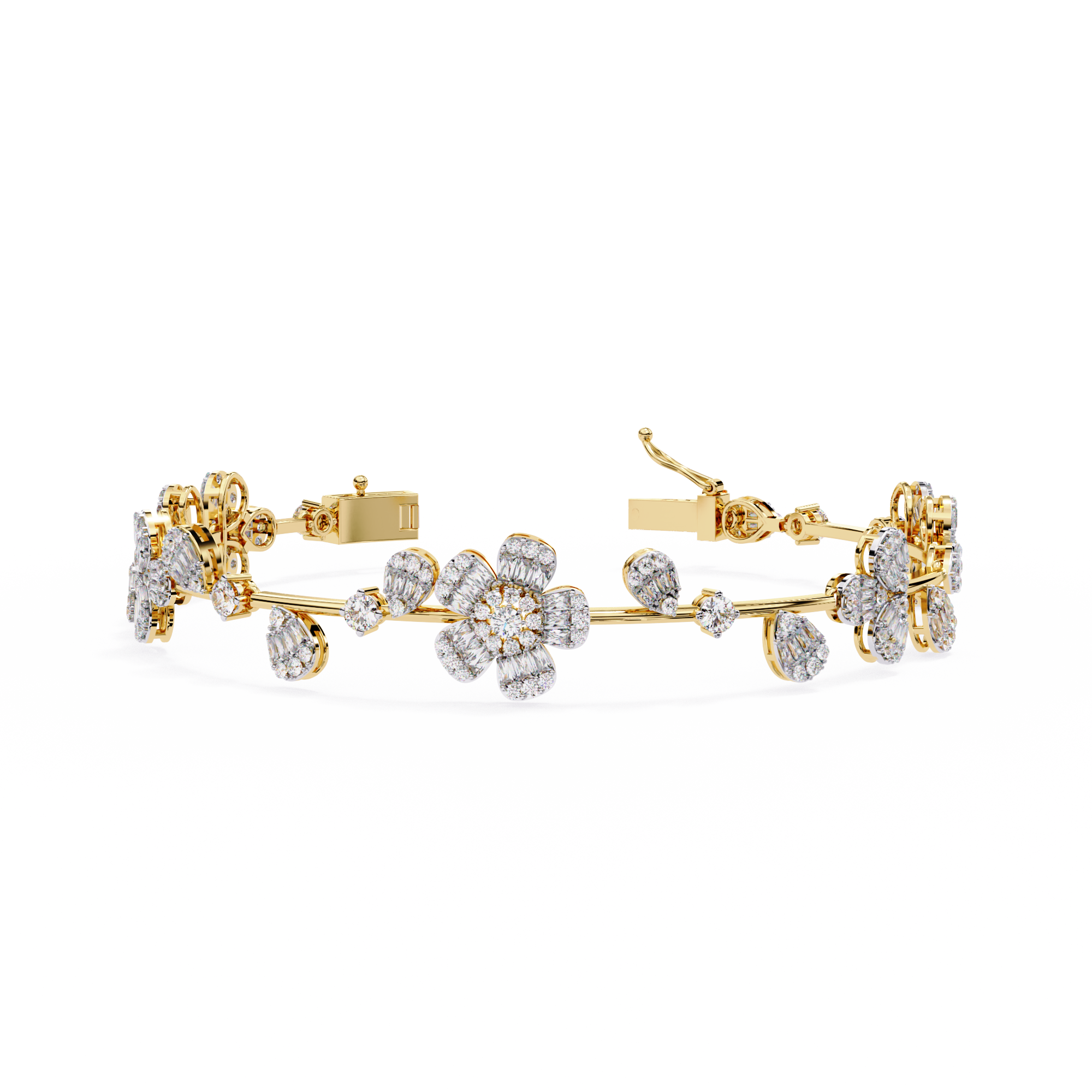 Elegant yellow gold bracelet adorned with sparkling diamonds, perfect for adding a touch of luxury to any outfit