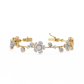 Elegant yellow gold bracelet adorned with sparkling diamonds, perfect for adding a touch of luxury to any outfit