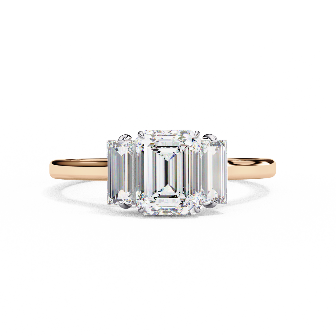 1.00 Ct Emerald Cut Diamond Engagement Ring with Baguette Side Stones – IGI Certified