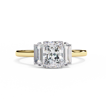 1.00 Ct Radiant Cut Diamond Engagement Ring with Baguette Side Stones – IGI Certified