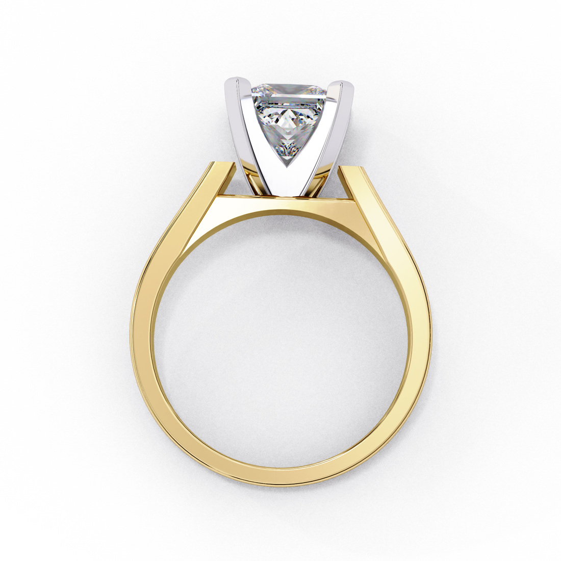 1.50 Ct Princess Cut Diamond Solitaire Engagement Ring – Geometric Design