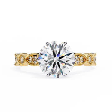 2.00 Ct Round Brilliant Diamond Engagement Ring Vintage Band | IGI Certified