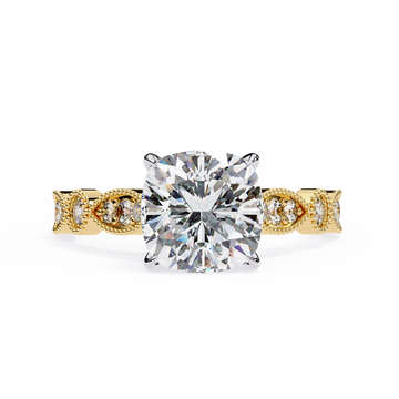 2.50 Ct Cushion Cut Diamond Engagement Ring Vintage Band | IGI Certified