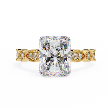 3.00 Ct Radiant Cut Diamond Engagement Ring Vintage Band | IGI Certified