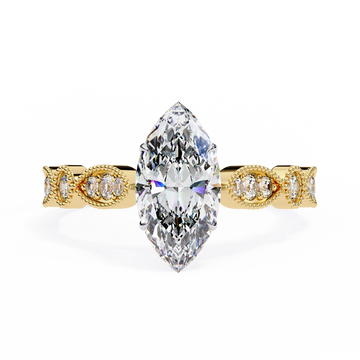 0.80 Ct Marquise Cut Diamond Ring with Side Stones | IGI Certified