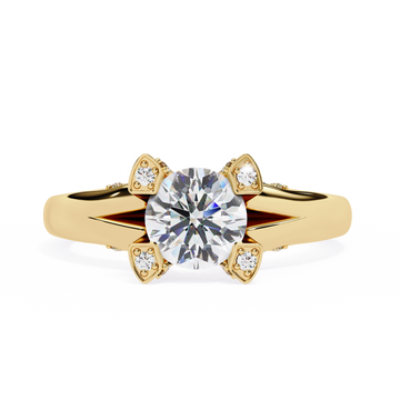 0.90 Ct Round Diamond Engagement Ring with Side Stones – IGI Certified