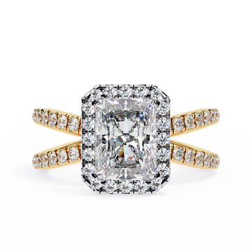 2.00 Ct Radiant Diamond Dual Band Halo Engagement Ring – IGI Certified
