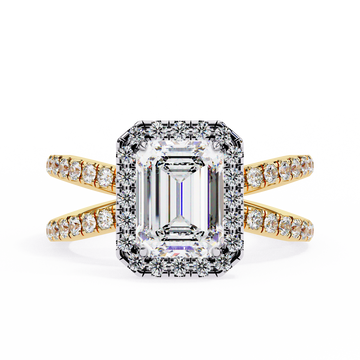 2.00 Ct Emerald Cut Diamond Dual Band Halo Ring – IGI Certified