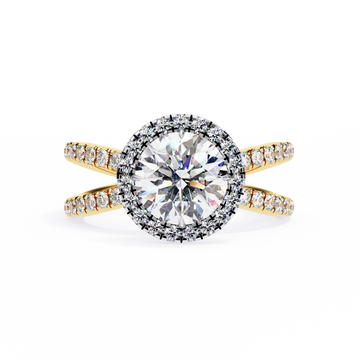 1.50 Ct Round Halo Diamond Dual Band Engagement Ring – IGI Certified