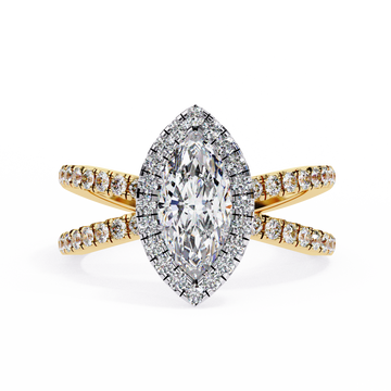 0.80 Ct Marquise Halo Diamond Dual Band Engagement Ring – IGI Certified