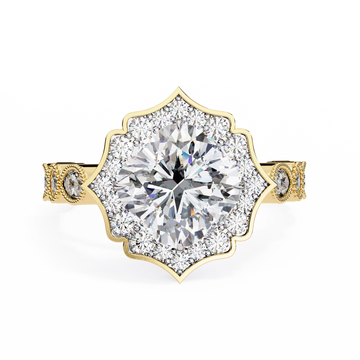 2.00 Ct Cushion Cut Diamond Engagement Ring with Lotus Halo – IGI Certified | Unique Floral Design