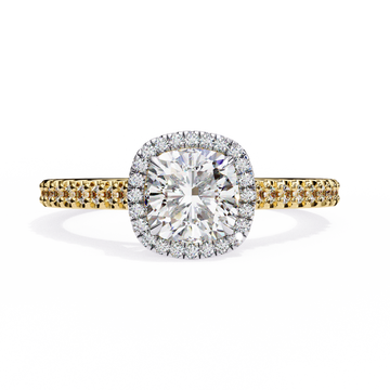 1.50 Ct Cushion Cut Halo Diamond Engagement Ring with 0.65 Ct Side Diamonds – IGI Certified | Luxury Gold & Silver