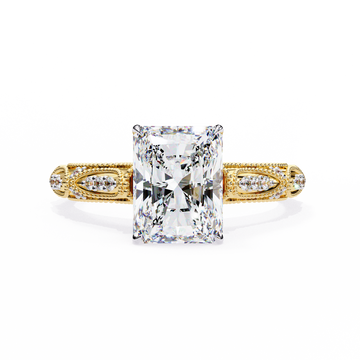 3.00 Ct Radiant Cut Diamond Engagement Ring with Milgrain Band – IGI Certified | Vintage-Inspired Elegance